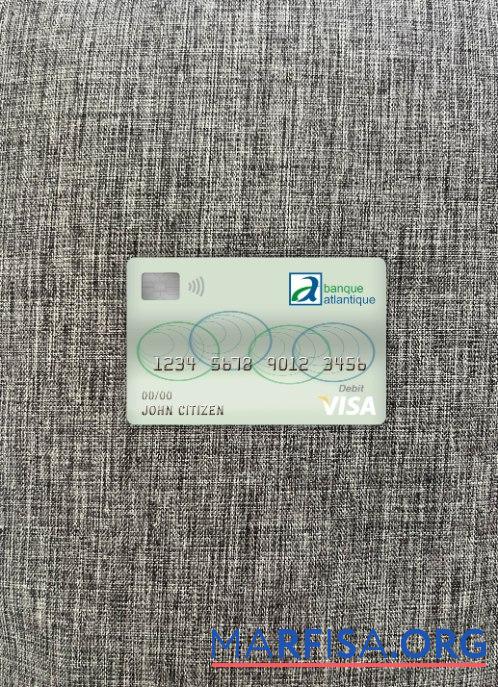 Printable Cameroon Atlantic bank visa debit card photolook front download for verification